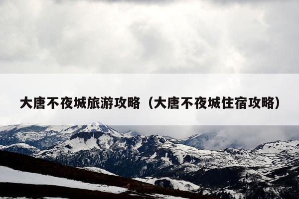 大唐不夜城旅游攻略（大唐不夜城住宿攻略）