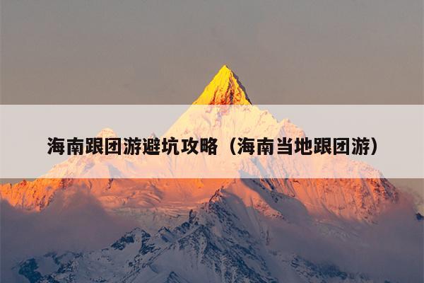 海南跟团游避坑攻略（海南当地跟团游）